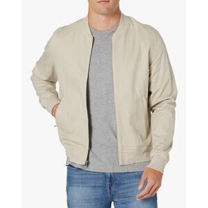 Paige Men’s Lightweight Bomber Hayward Jacket Tan Canvas Chore Cotton Full Zip